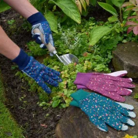 Triple Pack Garden Gloves Cotton Grips - Mushroom Design
