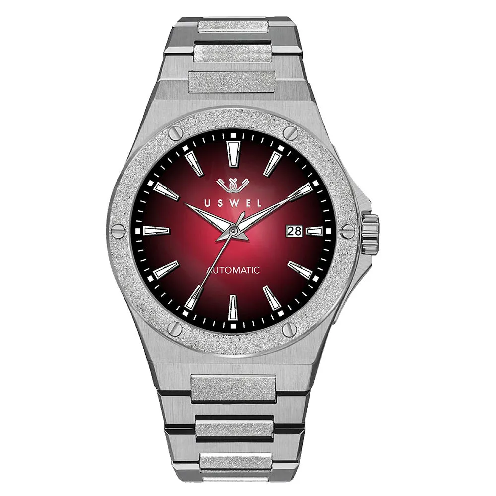 USWEL Mens Watch with Seiko Automatic Movement, Frosted Case and Fume Dial, 42MM, 100M W.R. 2 Years Warranty--U027