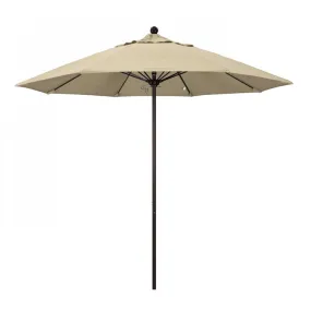 Venture Series 9' Patio Umbrella with Bronze Aluminum Pole Fiberglass Ribs Push Lift and Sunbrella 1A Antique Beige Fabric