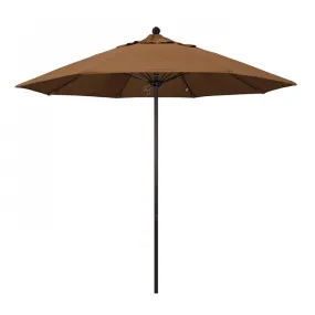 Venture Series 9' Patio Umbrella with Bronze Aluminum Pole Fiberglass Ribs Push Lift and Sunbrella 1A Teak Fabric