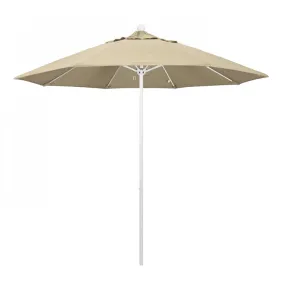 Venture Series 9' Patio Umbrella with Matted White Aluminum Pole Fiberglass Ribs Push Lift and Sunbrella 1A Antique Beige Fabric