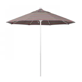 Venture Series 9' Patio Umbrella with Matted White Aluminum Pole Fiberglass Ribs Push Lift and Sunbrella 1A Gateway Blush Fabric