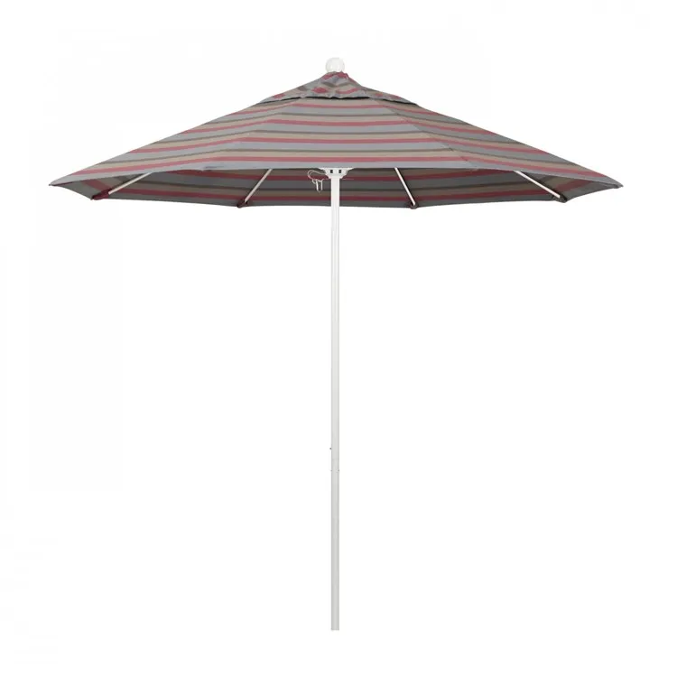 Venture Series 9' Patio Umbrella with Matted White Aluminum Pole Fiberglass Ribs Push Lift and Sunbrella 1A Gateway Blush Fabric