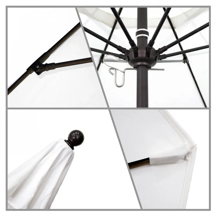 Venture Series 9' Patio Umbrella with Matted White Aluminum Pole Fiberglass Ribs Push Lift and Sunbrella 1A Gateway Blush Fabric