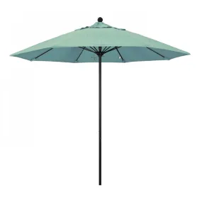 Venture Series 9' Patio Umbrella with Stone Black Aluminum Pole Fiberglass Ribs Push Lift and Sunbrella 1A Spa Fabric