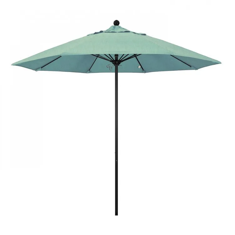 Venture Series 9' Patio Umbrella with Stone Black Aluminum Pole Fiberglass Ribs Push Lift and Sunbrella 1A Spa Fabric