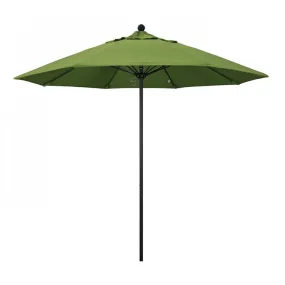 Venture Series 9' Patio Umbrella with Stone Black Aluminum Pole Fiberglass Ribs Push Lift and Sunbrella 1A Spectrum Cilantro Fabric