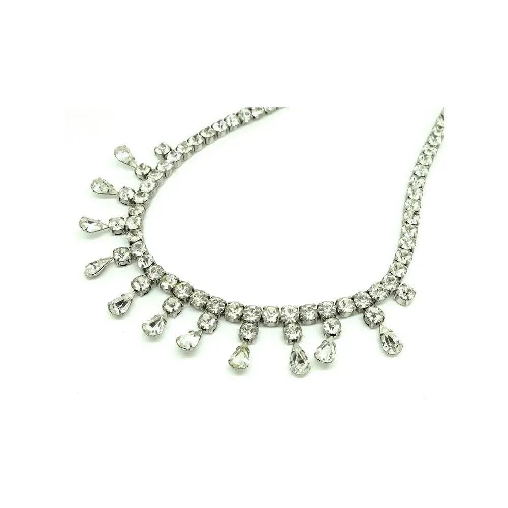 Vintage 1950's Diamante Silver Choker Necklace