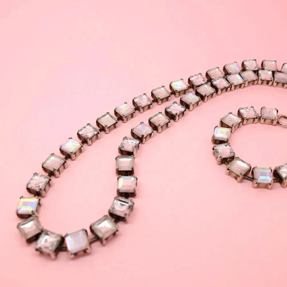 Vintage 1960's Square Cut Long Statement Necklace