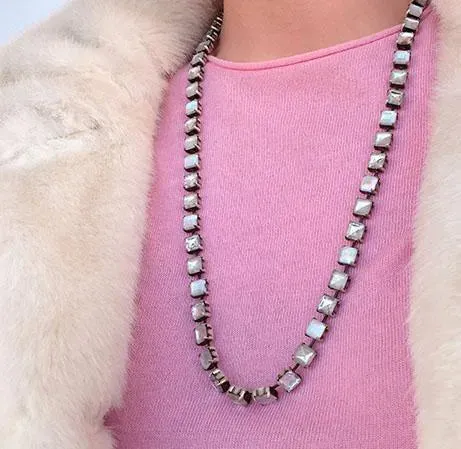 Vintage 1960's Square Cut Long Statement Necklace