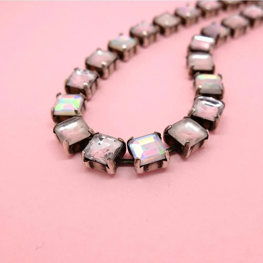 Vintage 1960's Square Cut Long Statement Necklace