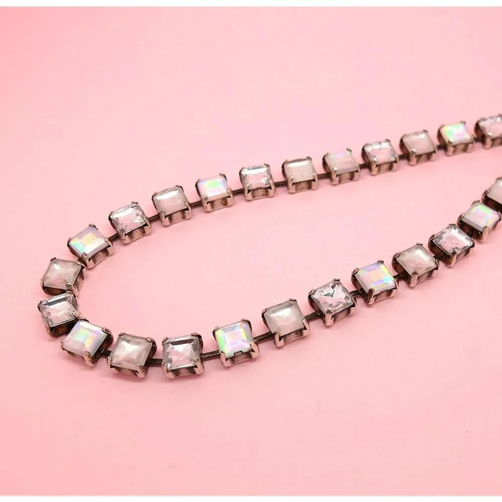 Vintage 1960's Square Cut Long Statement Necklace