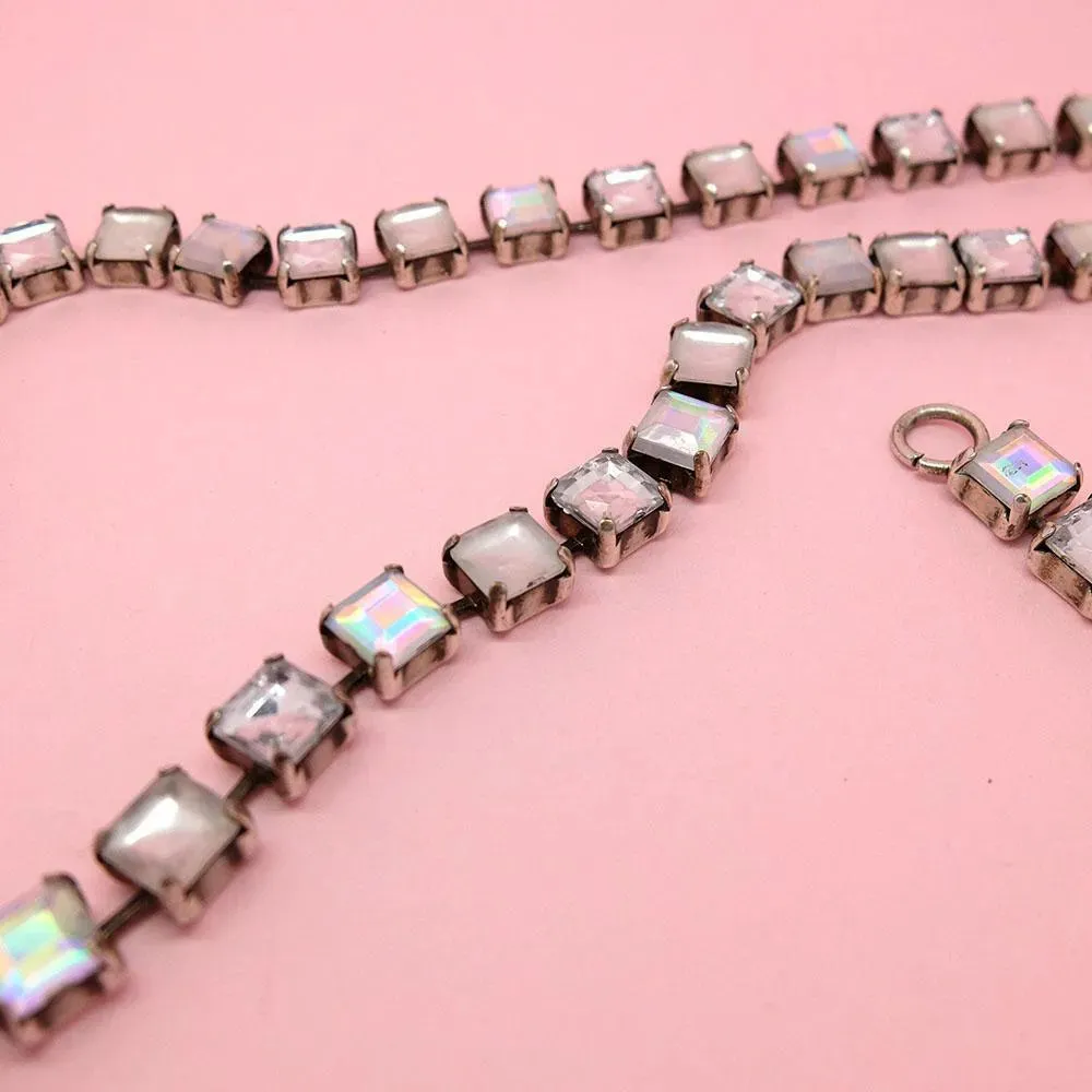 Vintage 1960's Square Cut Long Statement Necklace