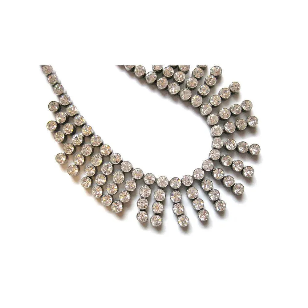 Vintage Art Deco 1930's Sterling Silver Diamante Necklace