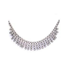Vintage Art Deco 1930's Sterling Silver Diamante Necklace