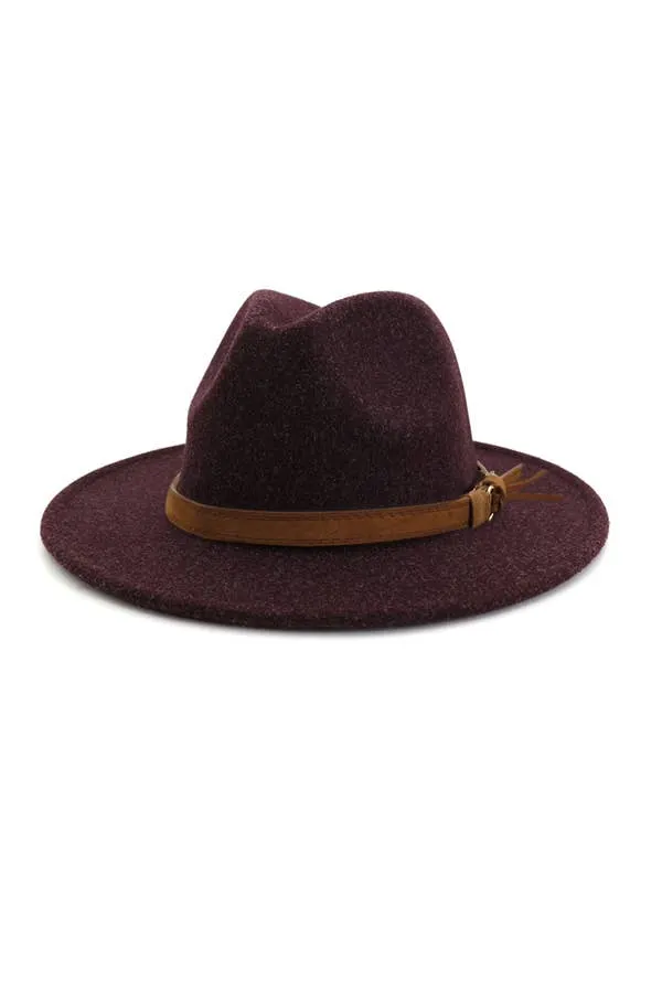 Woman Big Brim Jazz Hat Pure Wool Top Hat - Purple