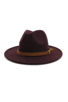 Woman Big Brim Jazz Hat Pure Wool Top Hat - Purple