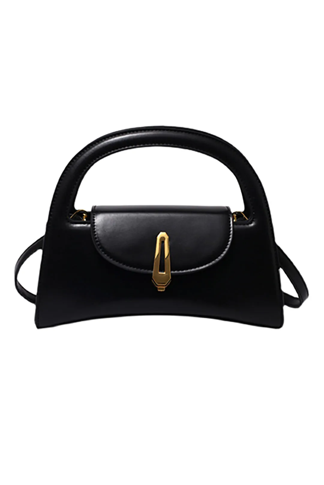 Women’s Leather Designer Tote Bag – Black with Gold Accent