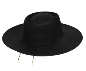 Wool Felt Wide Brim Hat, Oval Dipped Crown Bolero, Pork Pie Hat, Boho Western hat. Many colors!