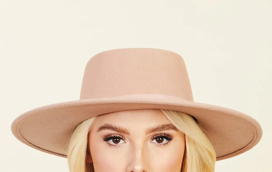 Wool Felt Wide Brim Hat, Oval Dipped Crown Bolero, Pork Pie Hat, Boho Western hat. Many colors!