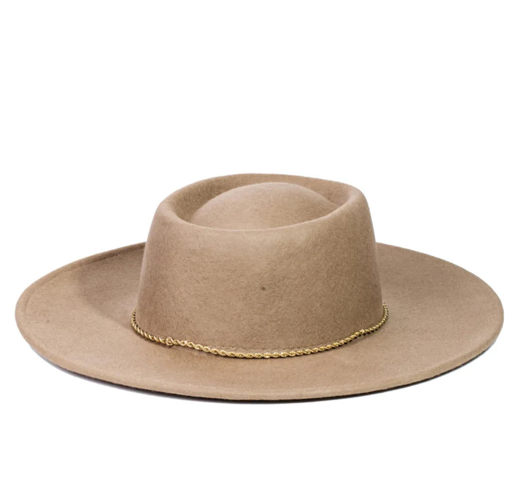 Wool Felt Wide Brim Hat, Oval Dipped Crown Bolero, Pork Pie Hat, Boho Western hat. Many colors!