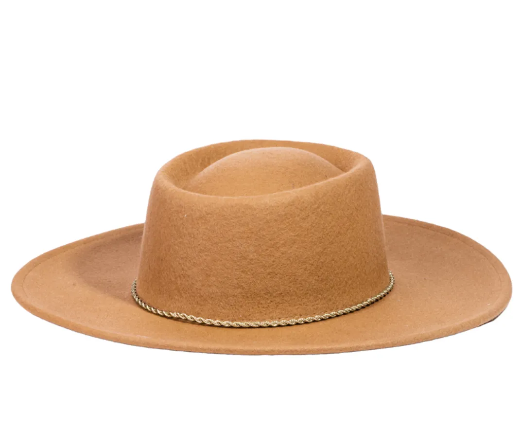 Wool Felt Wide Brim Hat, Oval Dipped Crown Bolero, Pork Pie Hat, Boho Western hat. Many colors!