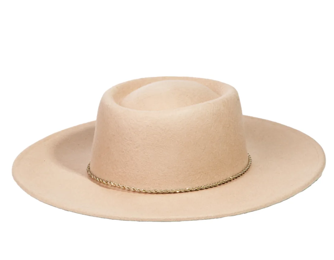 Wool Felt Wide Brim Hat, Oval Dipped Crown Bolero, Pork Pie Hat, Boho Western hat. Many colors!