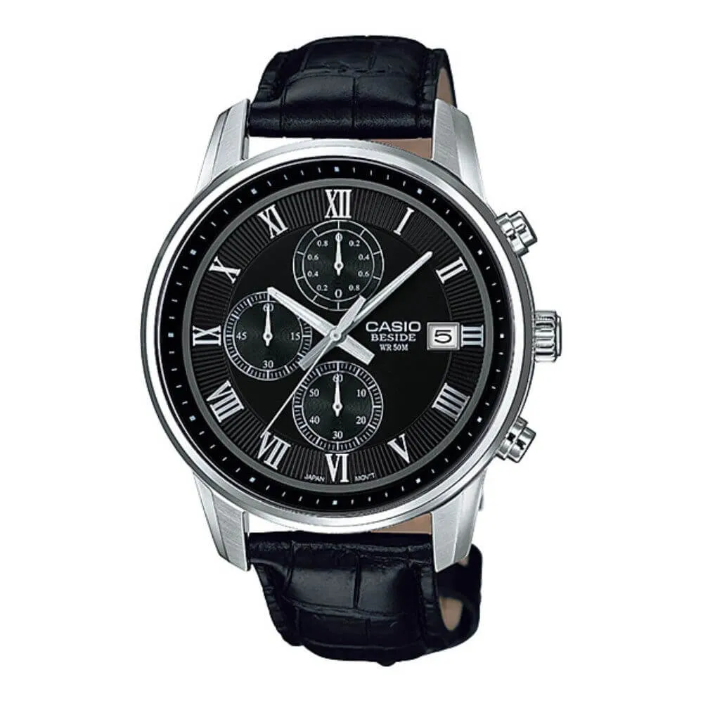 WW0618 Casio Beside Chronograph Leather Belt Watch BEM-511L-1AVDF