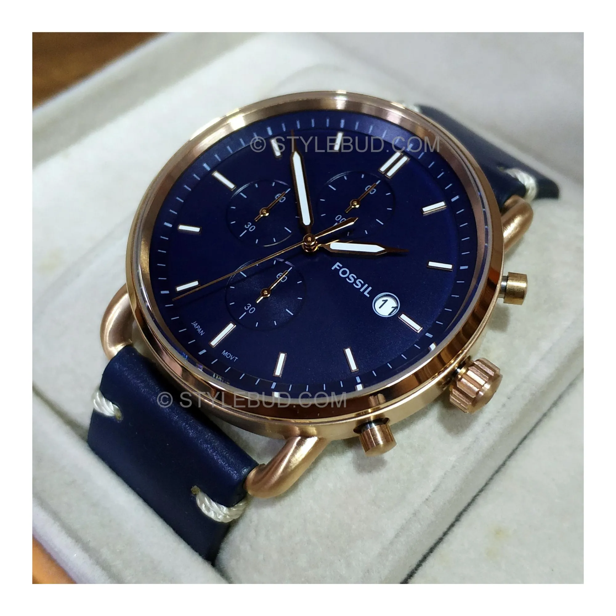 WW0740 Fossil Commuter Chronograph Leather Belt Watch FS5404