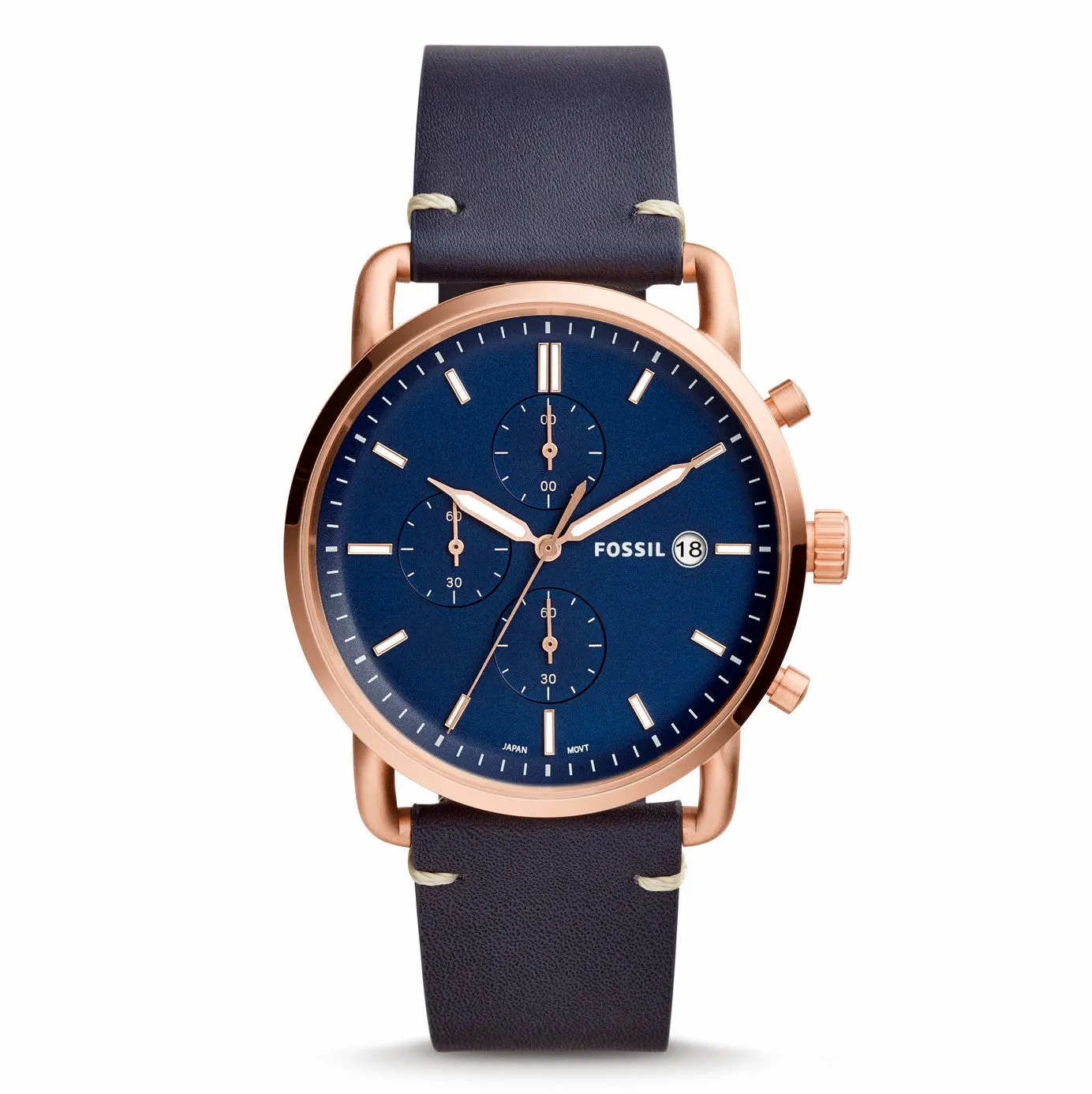 WW0740 Fossil Commuter Chronograph Leather Belt Watch FS5404