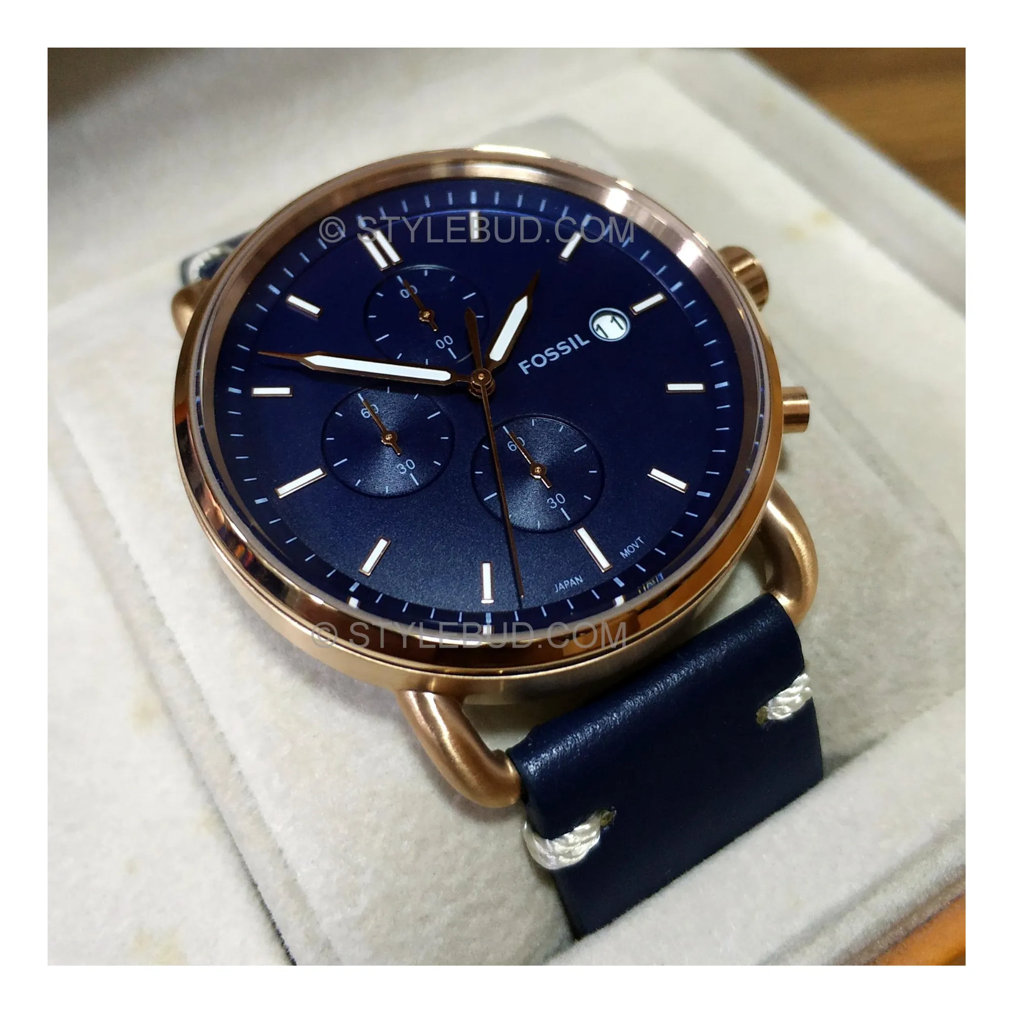 WW0740 Fossil Commuter Chronograph Leather Belt Watch FS5404