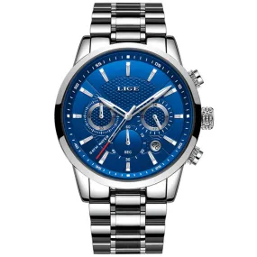 WW1756 Lige Chronograph Stainless Steel Silver Chain Watch 9866