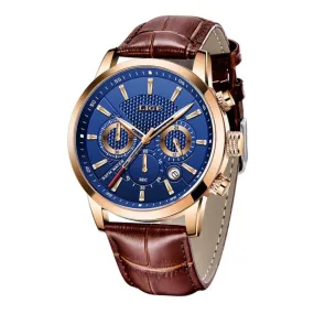 WW1764 Lige Chronograph Stainless Steel Rose Gold Belt Watch 9866