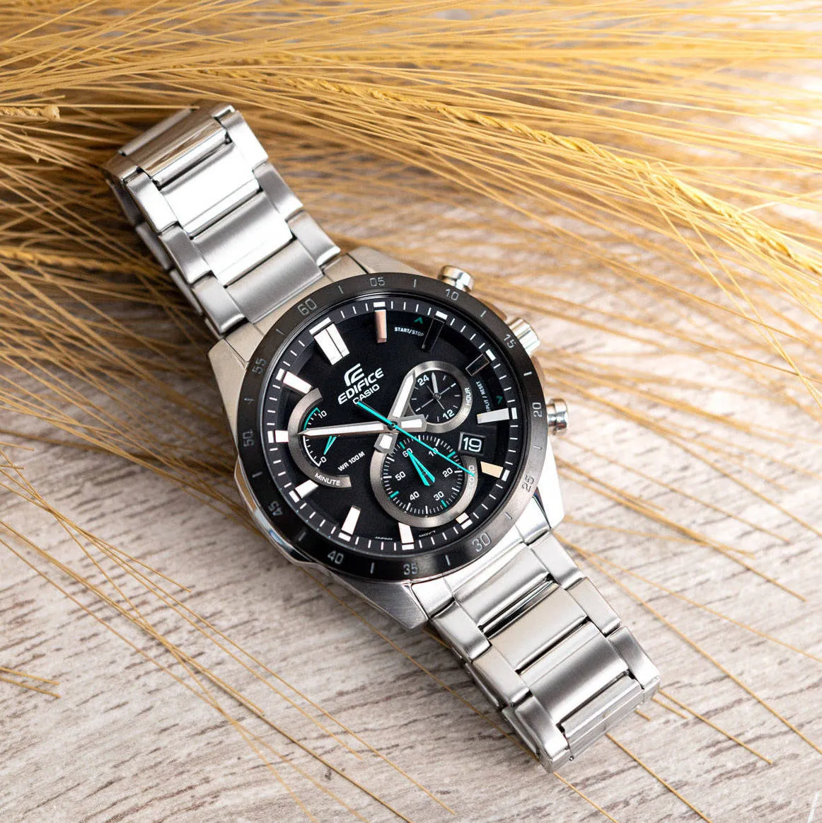 WW2010 Casio Edifice Chronograph Stainless Steel Silver Chain Watch EFR-573DB-1AVUDF