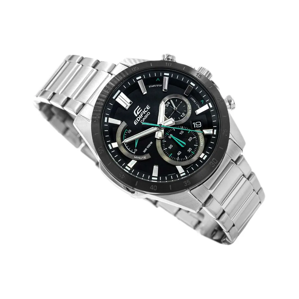 WW2010 Casio Edifice Chronograph Stainless Steel Silver Chain Watch EFR-573DB-1AVUDF