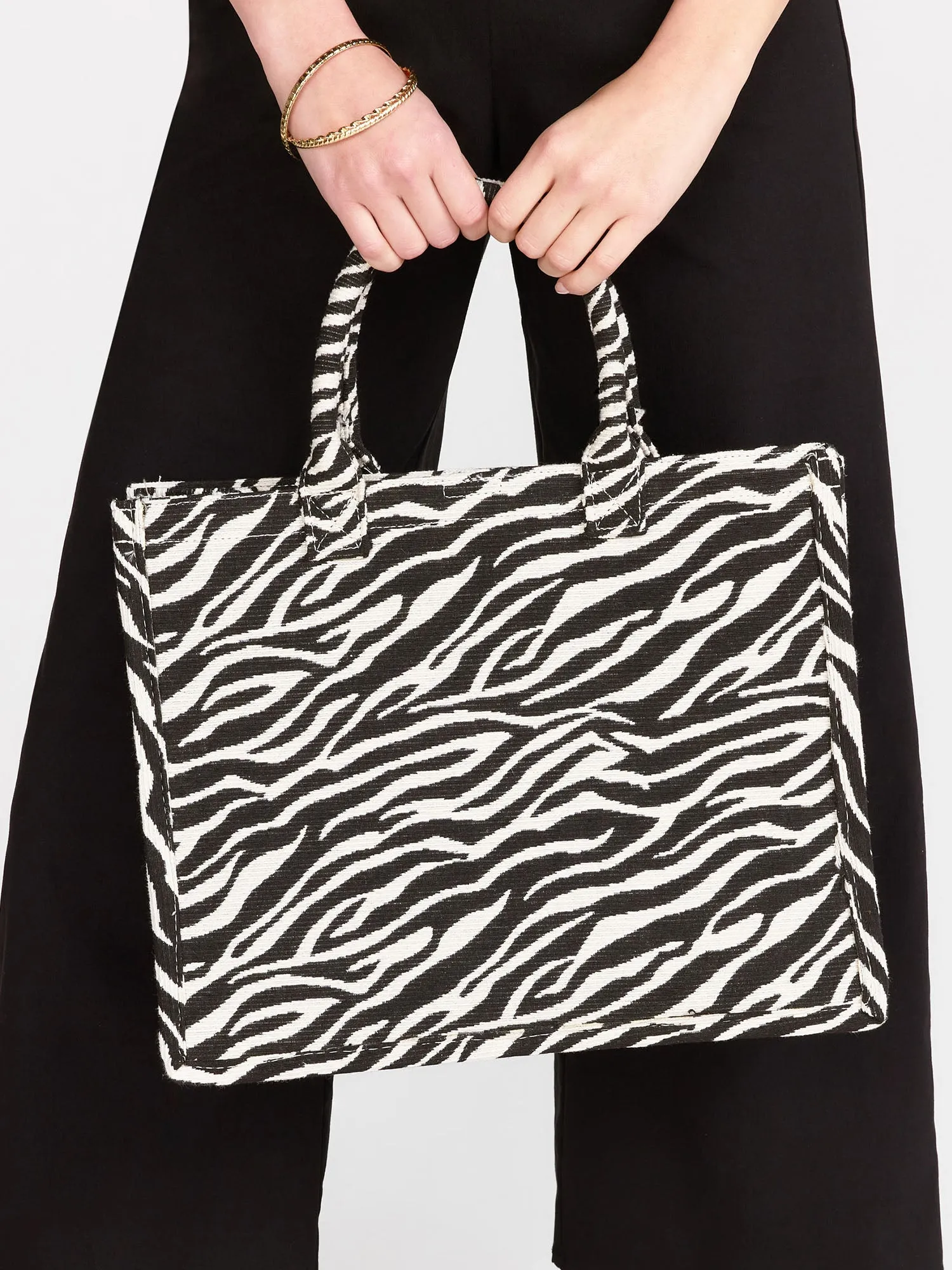 Zebra Stripe Canvas Book Tote