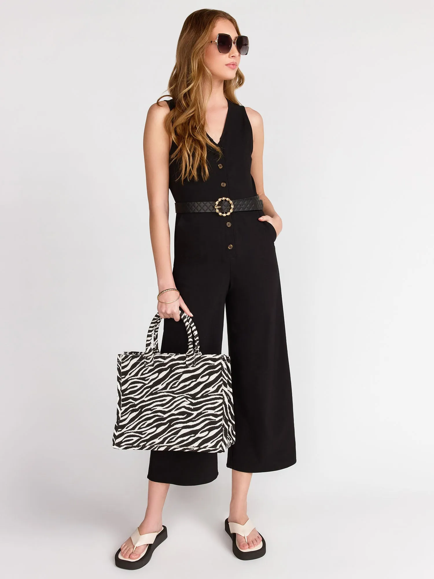 Zebra Stripe Canvas Book Tote