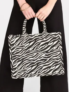 Zebra Stripe Canvas Book Tote